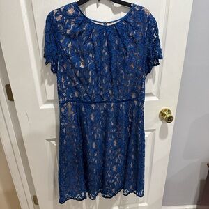 Adrianna Papell Blue Flutter Sleeve A-line Mini Dress